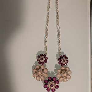 Elegant Floral Necklace with Pink and Purple Accents